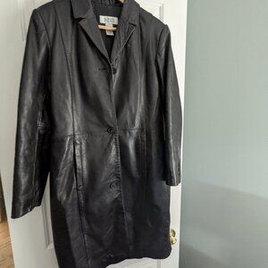 Alfani Outerwear- Black Long Leather Coat Size Small